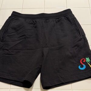 Sneaks Black Embroidered Men's Shorts Large
